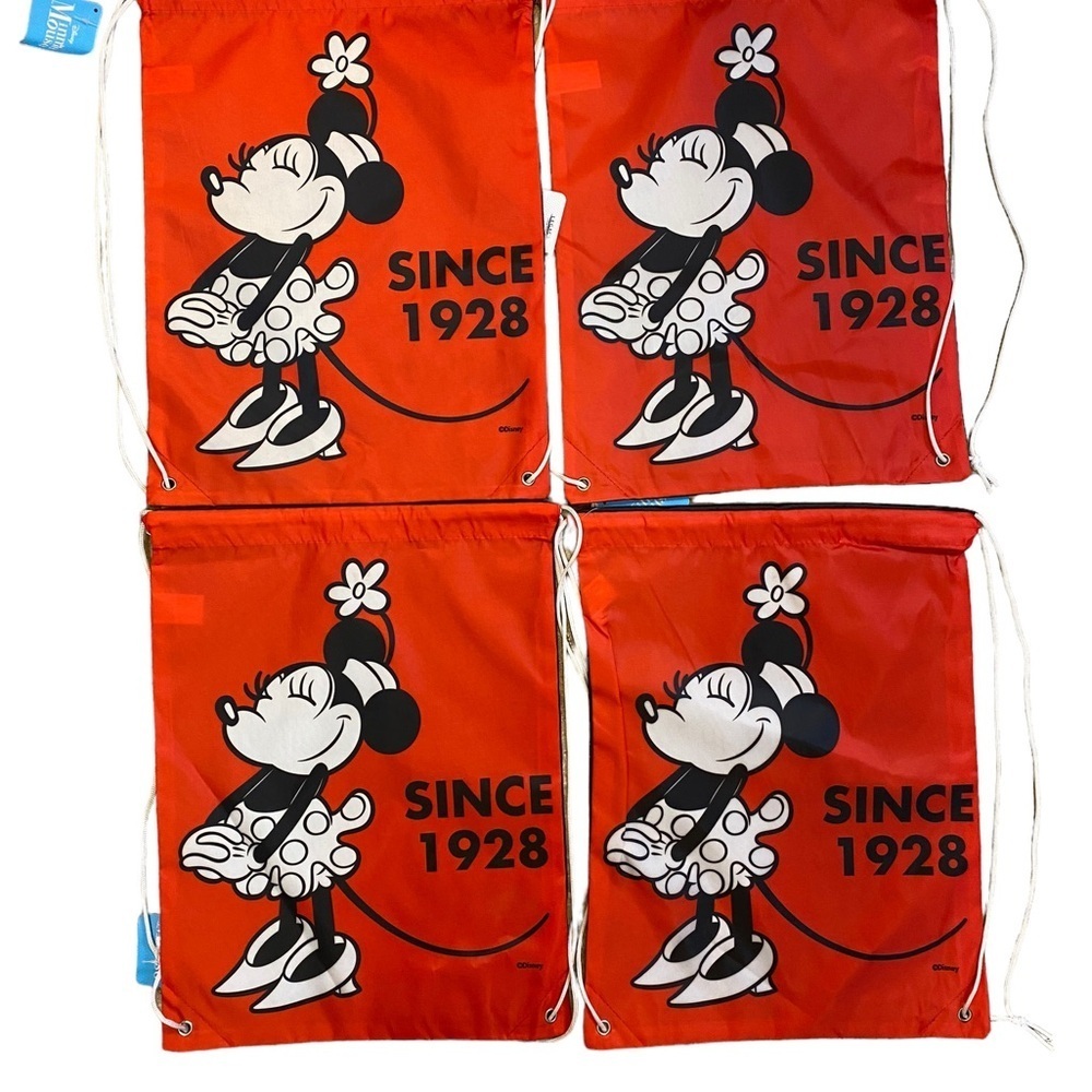 Set of‎ Four Disney Minnie Mouse Red Drawstring Gym Bags